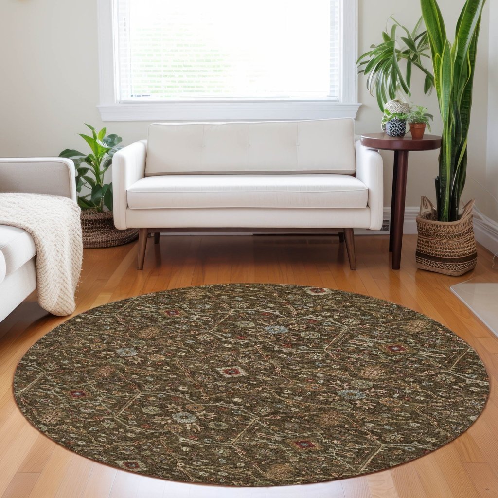 LOOMLAN Rugs Zara Brown Washable Indoor-Outdoor Rug