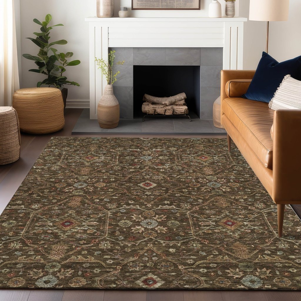 LOOMLAN Rugs Zara Brown Washable Indoor-Outdoor Rug