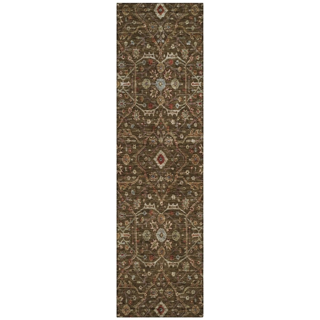 LOOMLAN Rugs Zara Brown Washable Indoor-Outdoor Rug