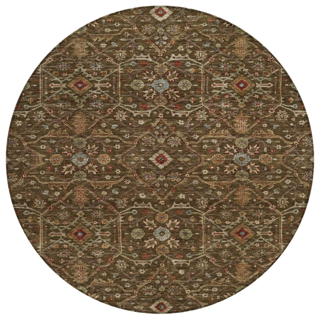 LOOMLAN Rugs Zara Brown Washable Indoor-Outdoor Rug
