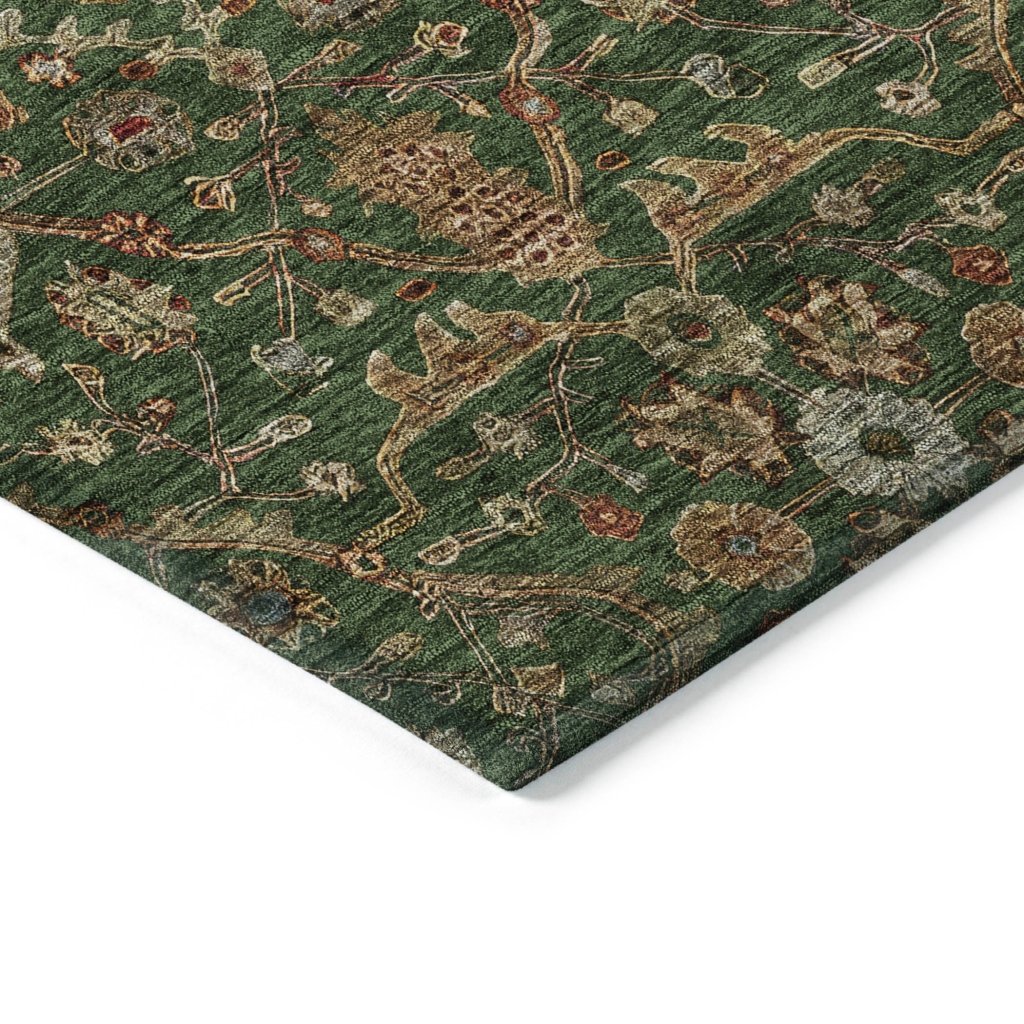 LOOMLAN Rugs Zara Green Washable Indoor-Outdoor Rug