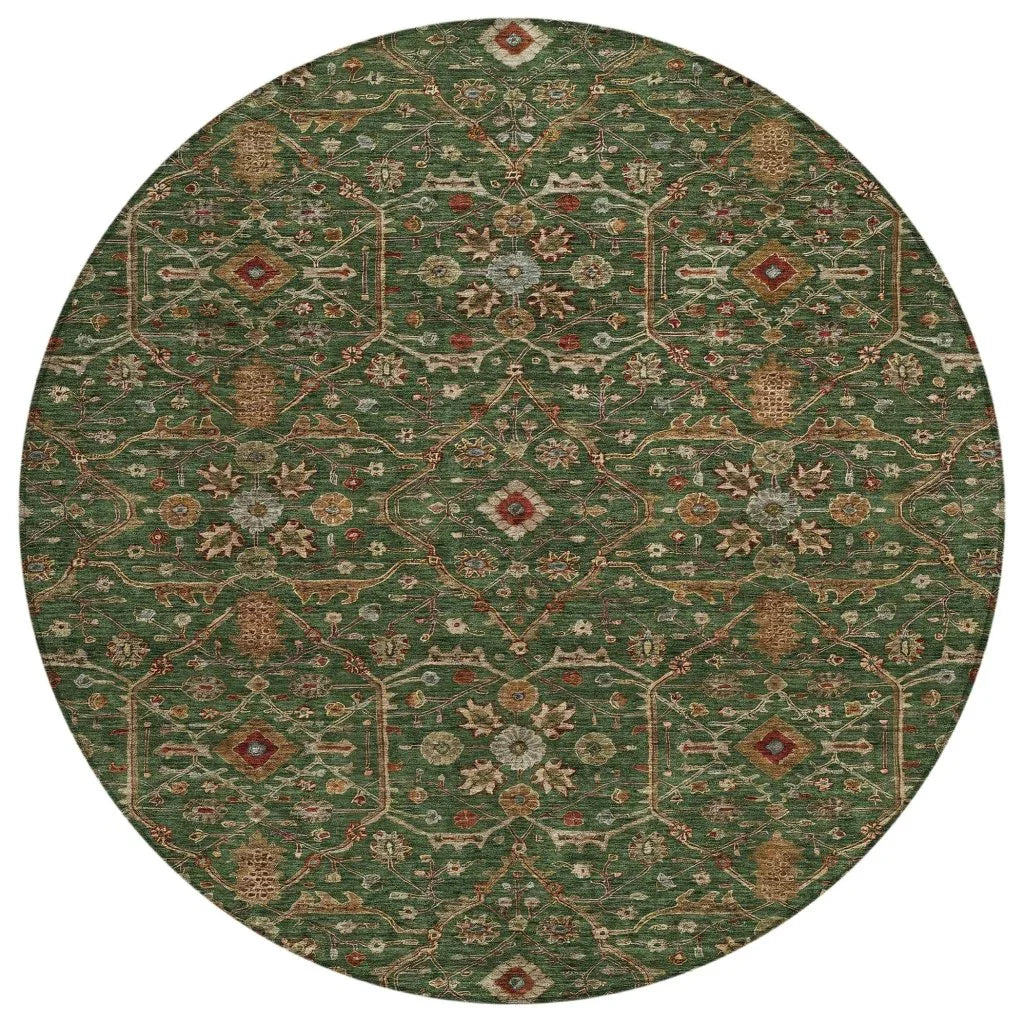 LOOMLAN Rugs Zara Green Washable Indoor-Outdoor Rug