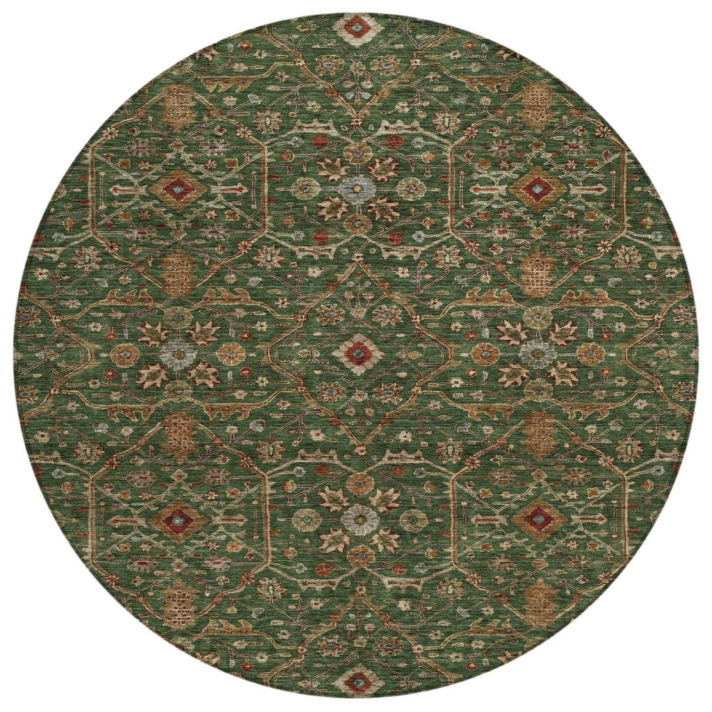 LOOMLAN Rugs Zara Green Washable Indoor-Outdoor Rug