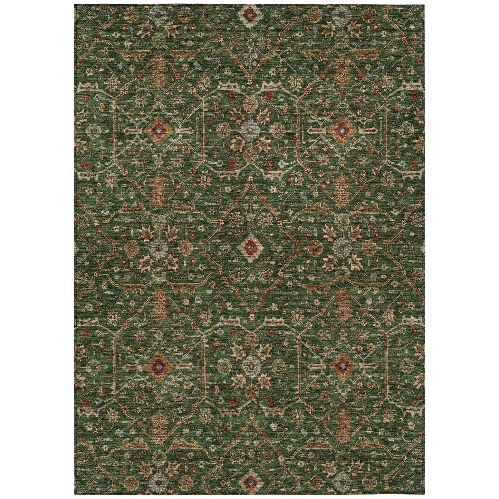 LOOMLAN Rugs Zara Green Washable Indoor-Outdoor Rug