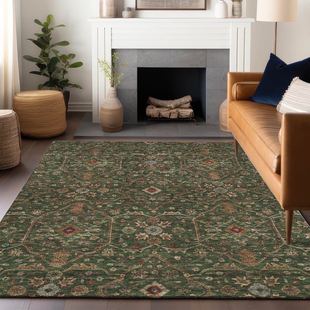 LOOMLAN Rugs Zara Green Washable Indoor-Outdoor Rug
