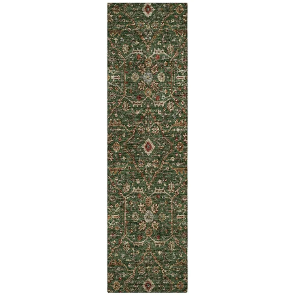 LOOMLAN Rugs Zara Green Washable Indoor-Outdoor Rug