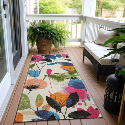 LOOMLAN Rugs Zarabelle Ivory Washable Indoor-Outdoor Rug