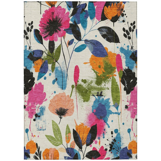 LOOMLAN Rugs Zarabelle Ivory Washable Indoor-Outdoor Rug