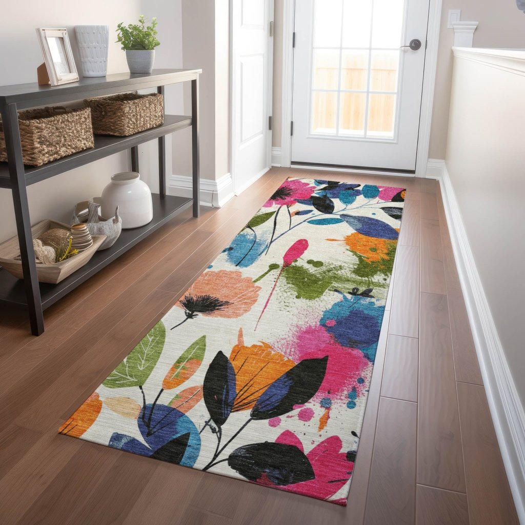 LOOMLAN Rugs Zarabelle Ivory Washable Indoor-Outdoor Rug
