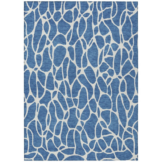 LOOMLAN Rugs Zarelia Blue Washable Indoor-Outdoor Rug