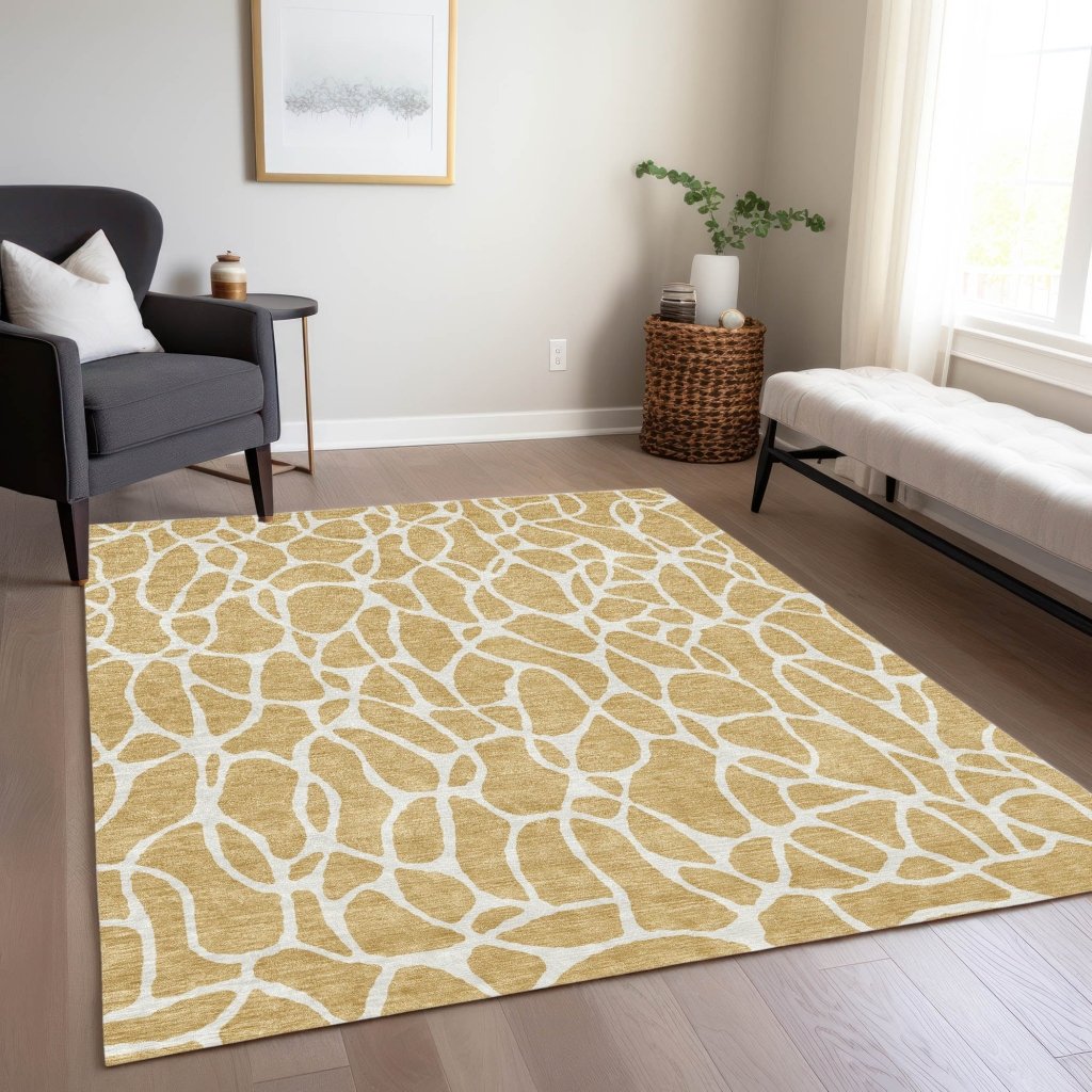 LOOMLAN Rugs Zarelia Gold Washable Indoor-Outdoor Rug