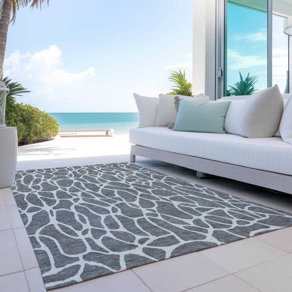 LOOMLAN Rugs Zarelia Gray Washable Indoor-Outdoor Rug