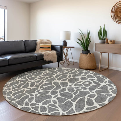 LOOMLAN Rugs Zarelia Gray Washable Indoor-Outdoor Rug