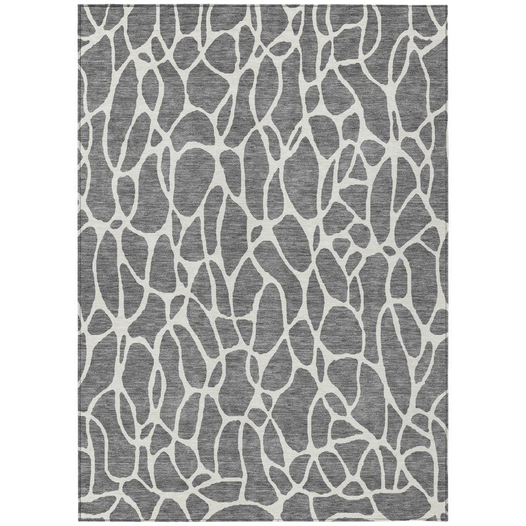 LOOMLAN Rugs Zarelia Gray Washable Indoor-Outdoor Rug
