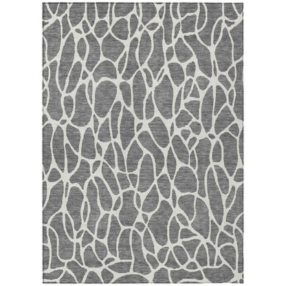 LOOMLAN Rugs Zarelia Gray Washable Indoor-Outdoor Rug