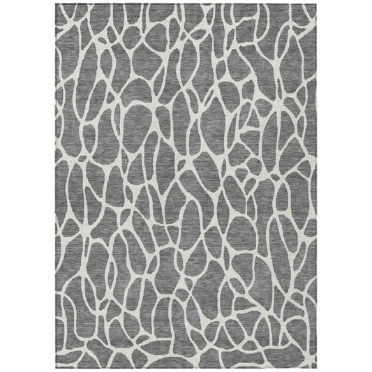 LOOMLAN Rugs Zarelia Gray Washable Indoor-Outdoor Rug