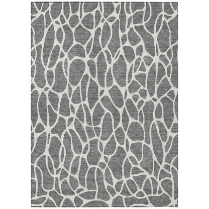 LOOMLAN Rugs Zarelia Gray Washable Indoor-Outdoor Rug