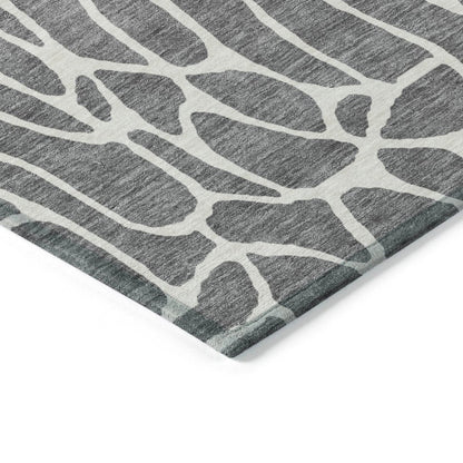 LOOMLAN Rugs Zarelia Gray Washable Indoor-Outdoor Rug