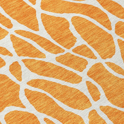 LOOMLAN Rugs Zarelia Orange Washable Indoor-Outdoor Rug