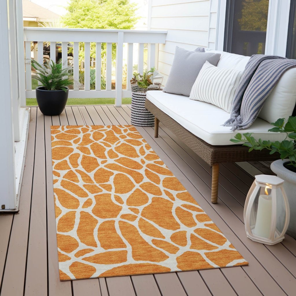 LOOMLAN Rugs Zarelia Orange Washable Indoor-Outdoor Rug