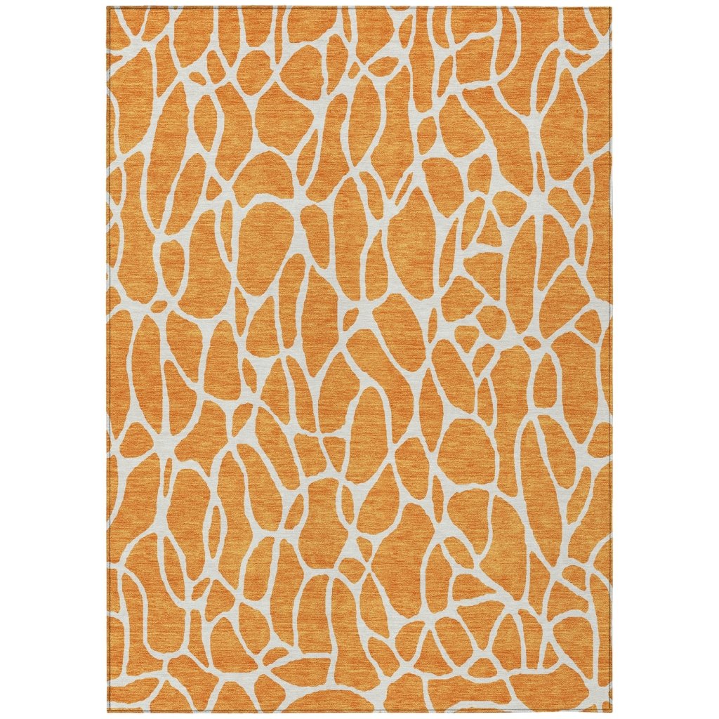 LOOMLAN Rugs Zarelia Orange Washable Indoor-Outdoor Rug