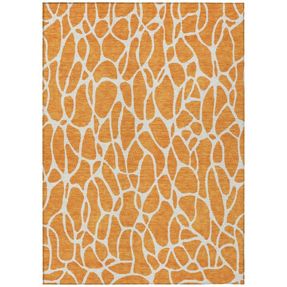 LOOMLAN Rugs Zarelia Orange Washable Indoor-Outdoor Rug