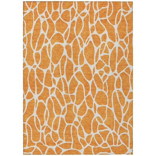 LOOMLAN Rugs Zarelia Orange Washable Indoor-Outdoor Rug