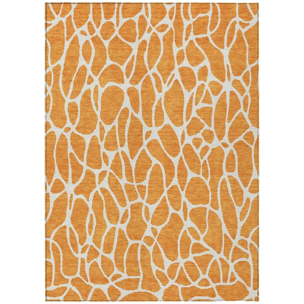 LOOMLAN Rugs Zarelia Orange Washable Indoor-Outdoor Rug