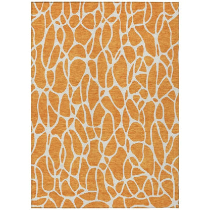 LOOMLAN Rugs Zarelia Orange Washable Indoor-Outdoor Rug