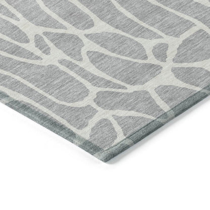 LOOMLAN Rugs Zarelia Silver Washable Indoor-Outdoor Rug