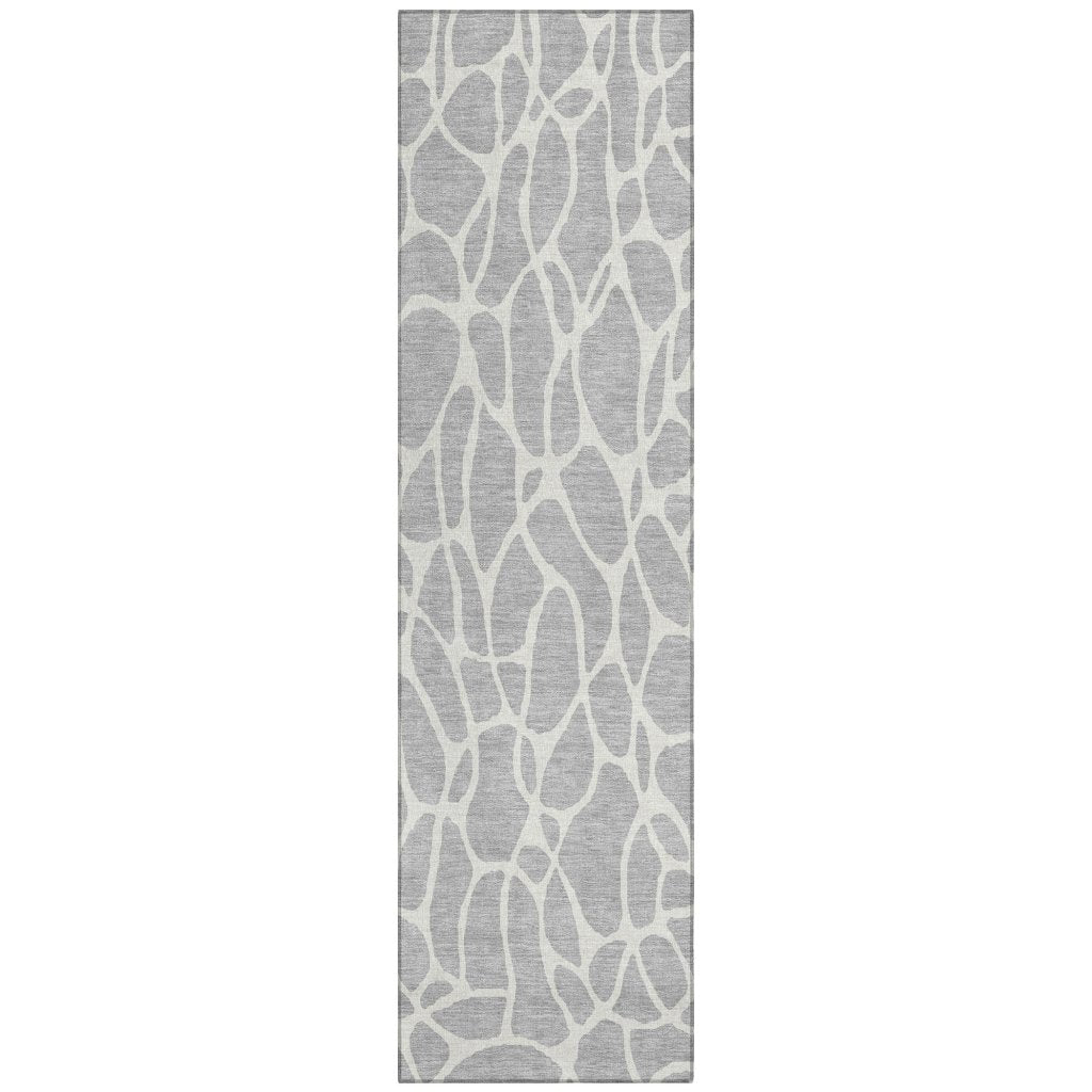LOOMLAN Rugs Zarelia Silver Washable Indoor-Outdoor Rug