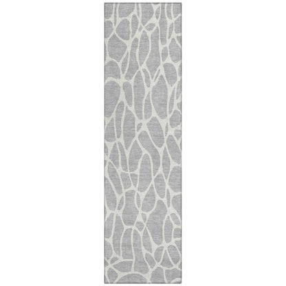 LOOMLAN Rugs Zarelia Silver Washable Indoor-Outdoor Rug