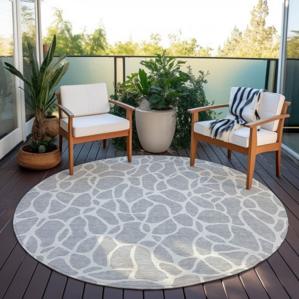 LOOMLAN Rugs Zarelia Silver Washable Indoor-Outdoor Rug