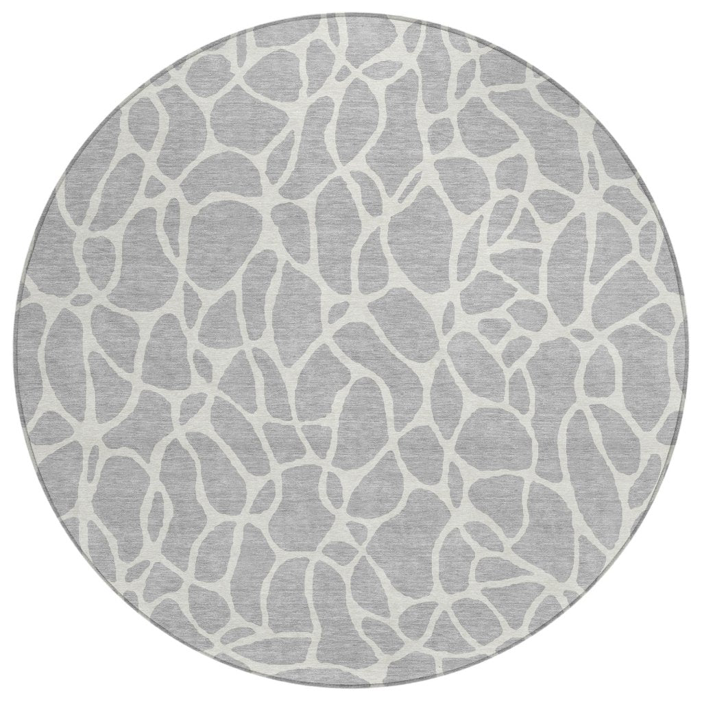LOOMLAN Rugs Zarelia Silver Washable Indoor-Outdoor Rug