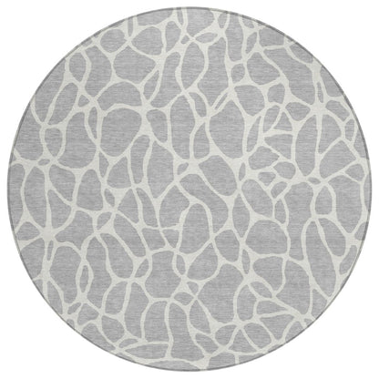 LOOMLAN Rugs Zarelia Silver Washable Indoor-Outdoor Rug