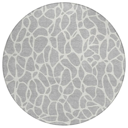 LOOMLAN Rugs Zarelia Silver Washable Indoor-Outdoor Rug