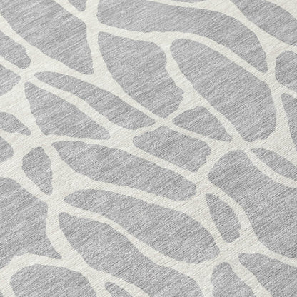 LOOMLAN Rugs Zarelia Silver Washable Indoor-Outdoor Rug