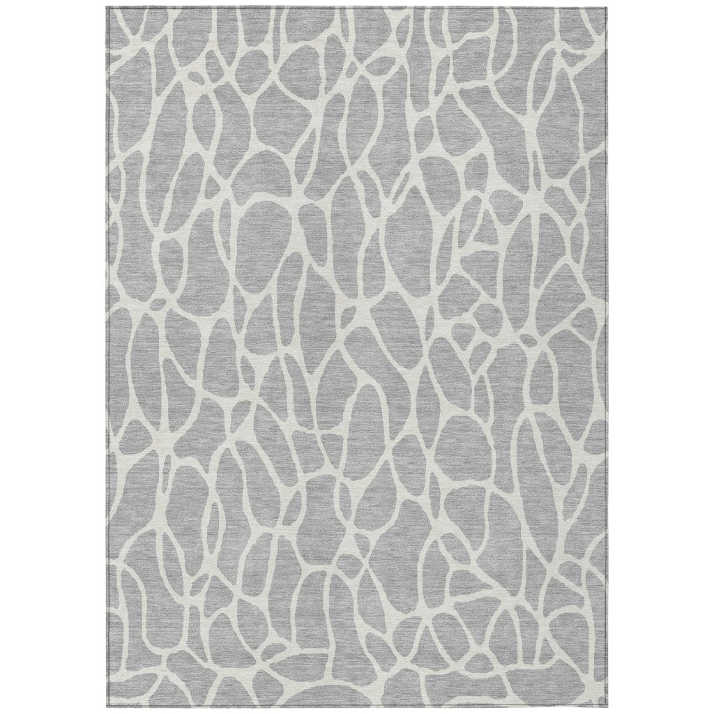 LOOMLAN Rugs Zarelia Silver Washable Indoor-Outdoor Rug