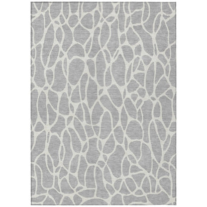 LOOMLAN Rugs Zarelia Silver Washable Indoor-Outdoor Rug