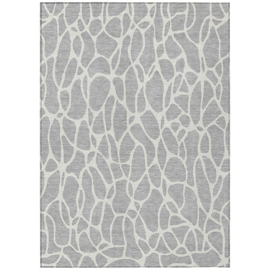 LOOMLAN Rugs Zarelia Silver Washable Indoor-Outdoor Rug