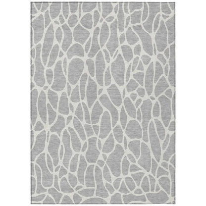 LOOMLAN Rugs Zarelia Silver Washable Indoor-Outdoor Rug