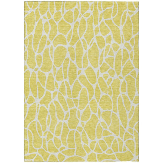 LOOMLAN Rugs Zarelia Yellow Washable Indoor-Outdoor Rug