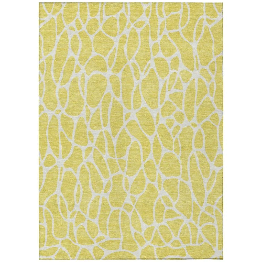 Zarelia Yellow Washable Indoor-Outdoor Rug