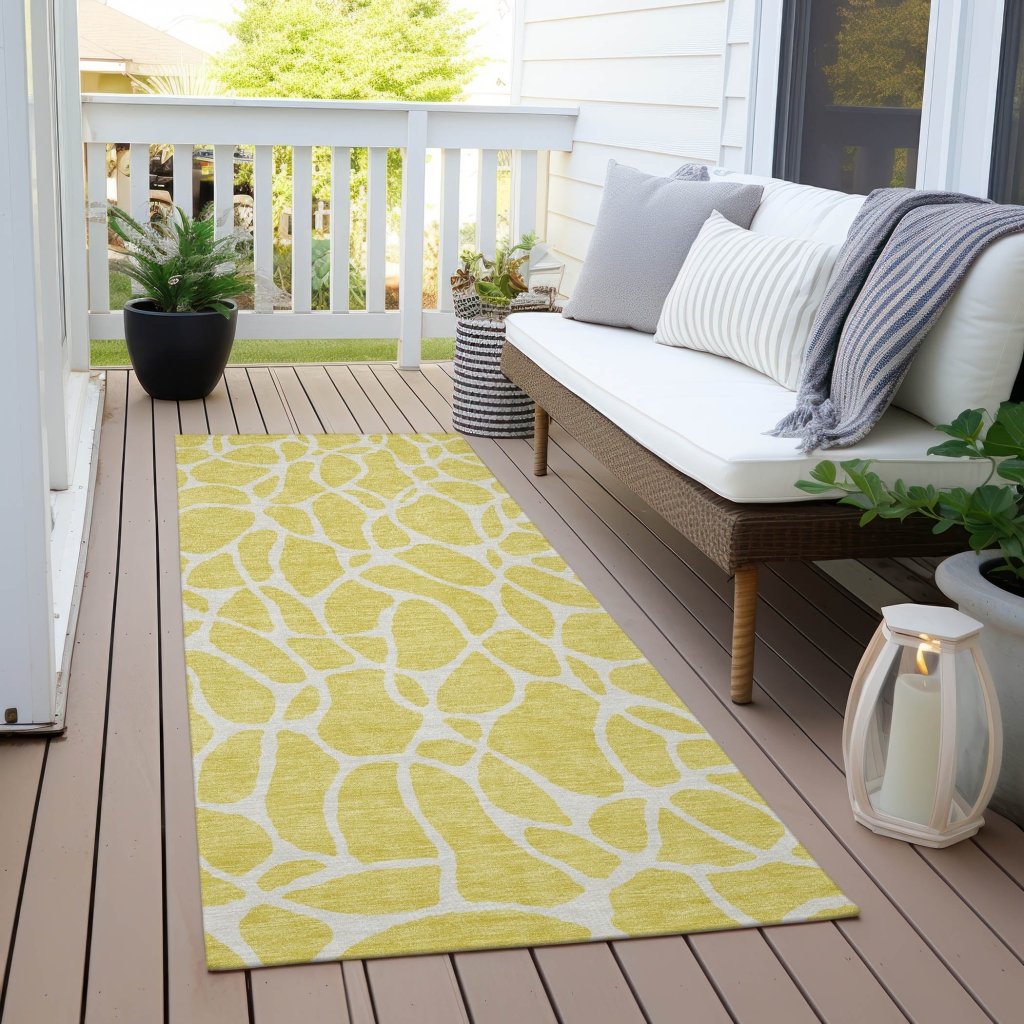 Zarelia Yellow Washable Indoor - Outdoor Rug - LOOMLAN - LOOMLAN Rugs - Outdoor Rugs