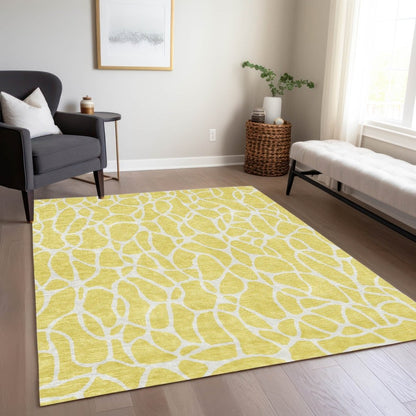 Zarelia Yellow Washable Indoor - Outdoor Rug - LOOMLAN - LOOMLAN Rugs - Outdoor Rugs