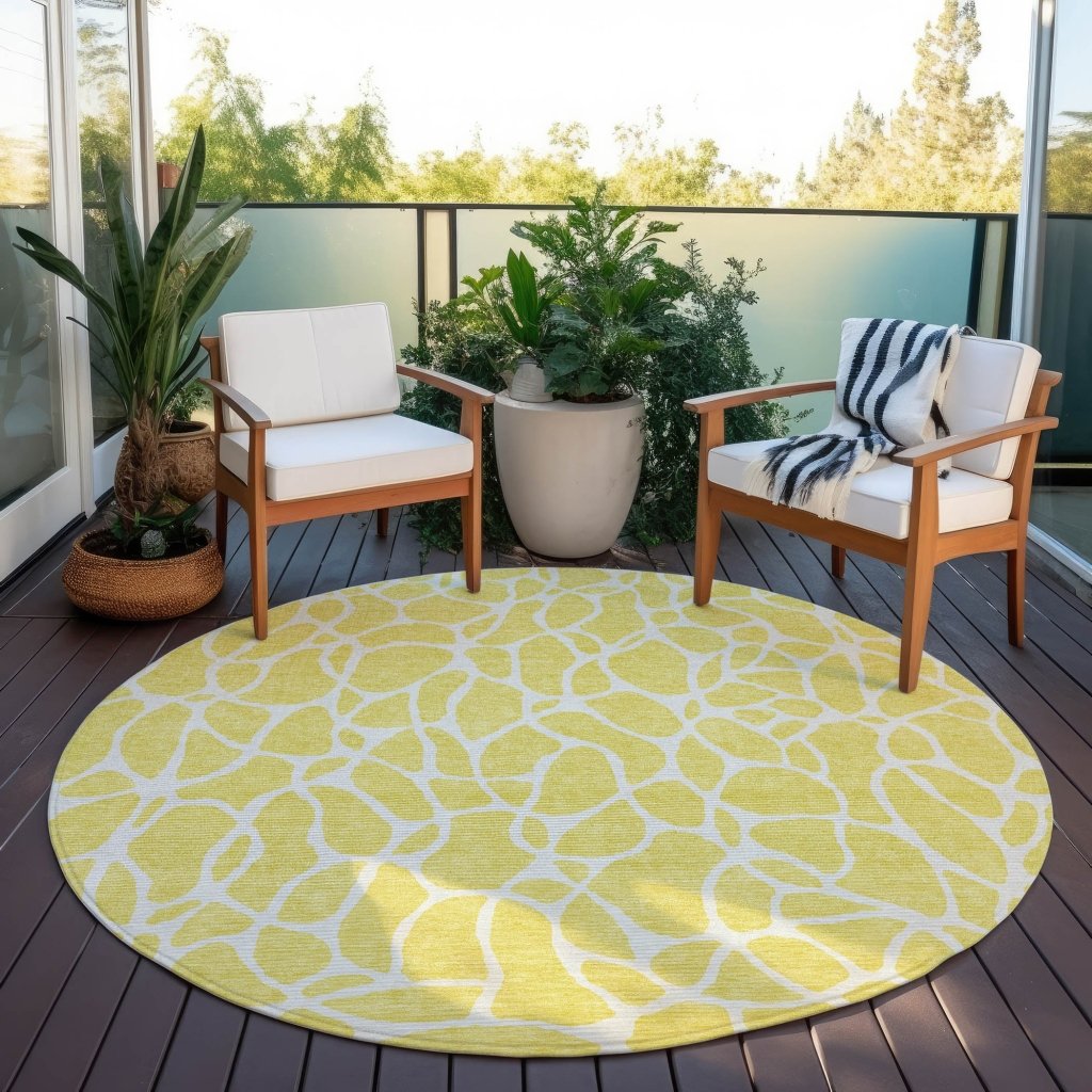 Zarelia Yellow Washable Indoor - Outdoor Rug - LOOMLAN - LOOMLAN Rugs - Outdoor Rugs