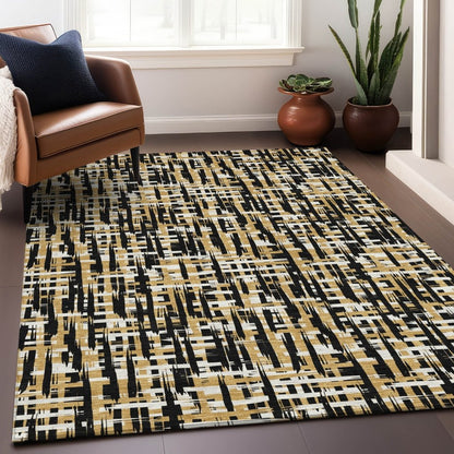 LOOMLAN Rugs Zarifa Black Washable Indoor-Outdoor Rug