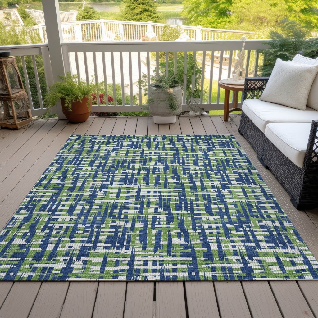 LOOMLAN Rugs Zarifa Blue Washable Indoor-Outdoor Rug