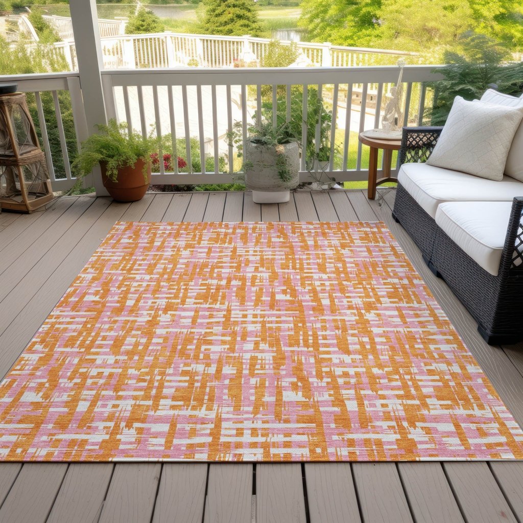 LOOMLAN Rugs Zarifa Orange Washable Indoor-Outdoor Rug