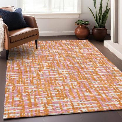 LOOMLAN Rugs Zarifa Orange Washable Indoor-Outdoor Rug